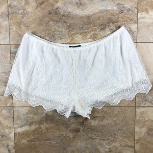 Women's INC INTERNATIONAL CONCEPTS White Scalloped Lace Mesh Pajama Shorts XXL
